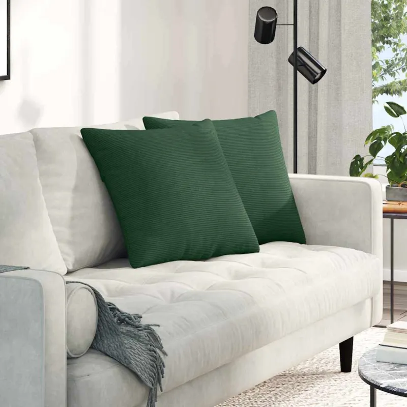 Sofa Pagalvės 2 pcs Tamsiai žalia 50 x 50 cm Kordūrinis audinys