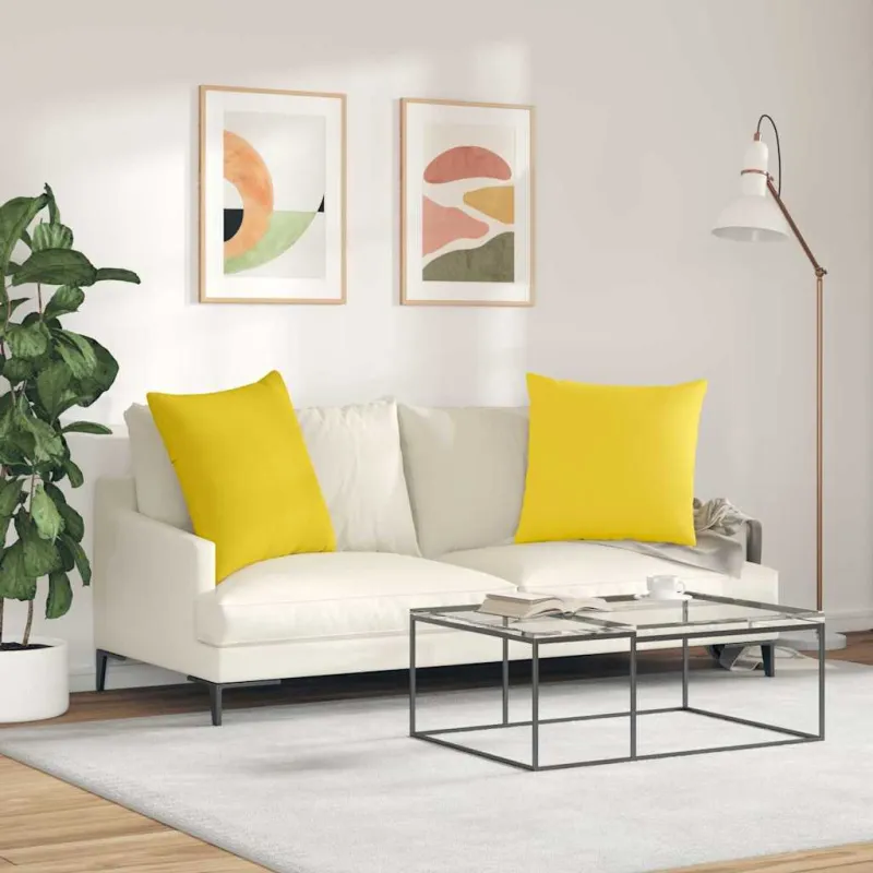 Sofa Pagalvės 2 pcs Šviesi geltona 60 x 60 cm audinys