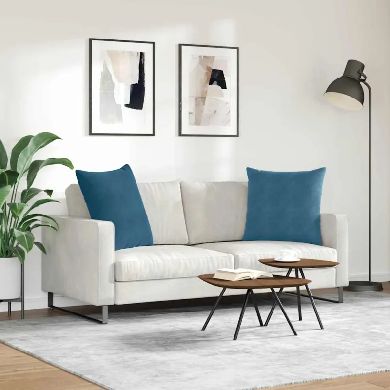 Sofa Pagalvės 2 pcs Mėlyna 60 x 60 cm Kordūrinis audinys
