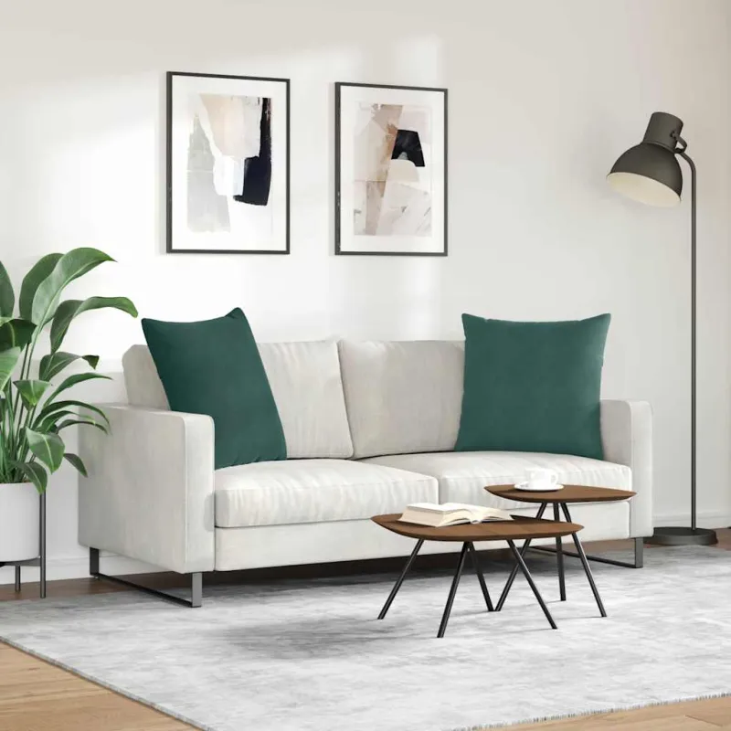 Sofa Pagalvės 2 pcs Tamsiai žalia 60 x 60 cm Kordūrinis audinys