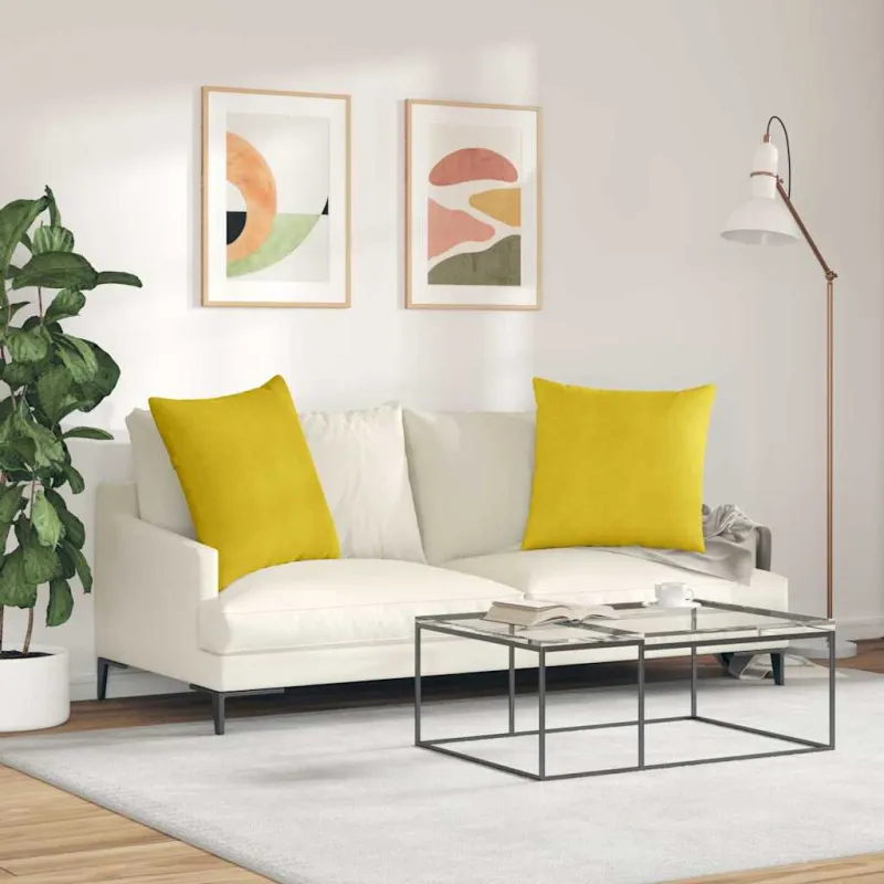 Sofa Pagalvės 2 pcs Geltona 60 x 60 cm Kordūrinis audinys