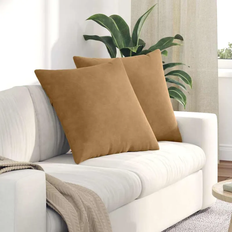 Sofa Pagalvės 2 pcs Ruda 60 x 60 cm Kordūrinis audinys