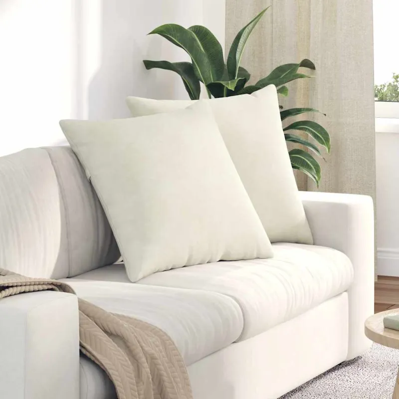 Sofa Pagalvės 2 pcs Kreminė 60 x 60 cm Kordūrinis audinys