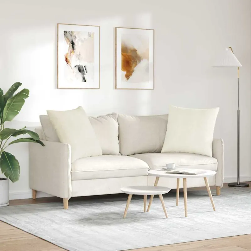 Sofa Pagalvės 2 pcs Kreminė 60 x 60 cm Kordūrinis audinys