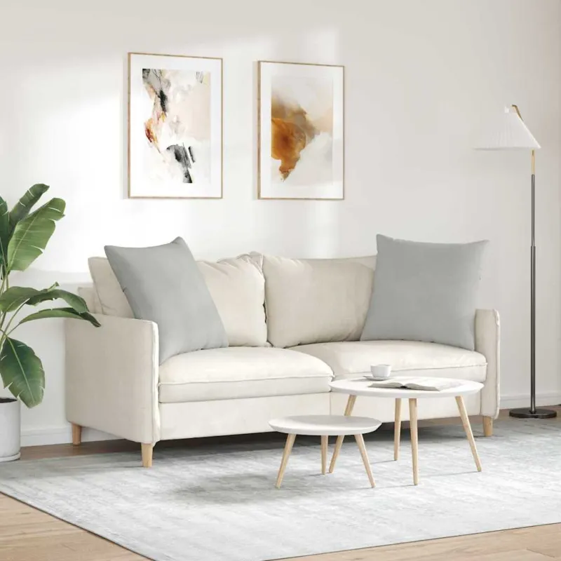 Sofa Pagalvės 2 pcs Šviesiai pilka 60 x 60 cm audinys