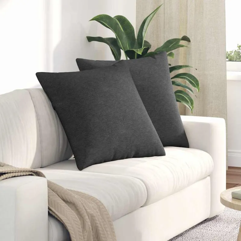 Sofa Pagalvės 2 pcs Tamsiai pilka 60 x 60 cm Kordūrinis audinys
