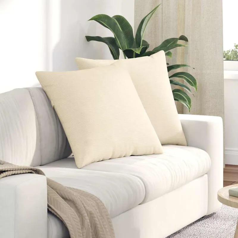 Sofa Pagalvės 2 pcs Kreminė 60 x 60 cm Kordūrinis audinys