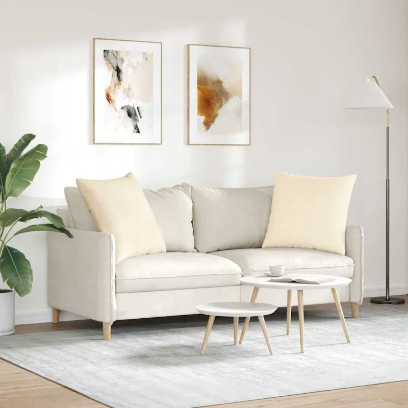 Sofa Pagalvės 2 pcs Kreminė 60 x 60 cm Kordūrinis audinys