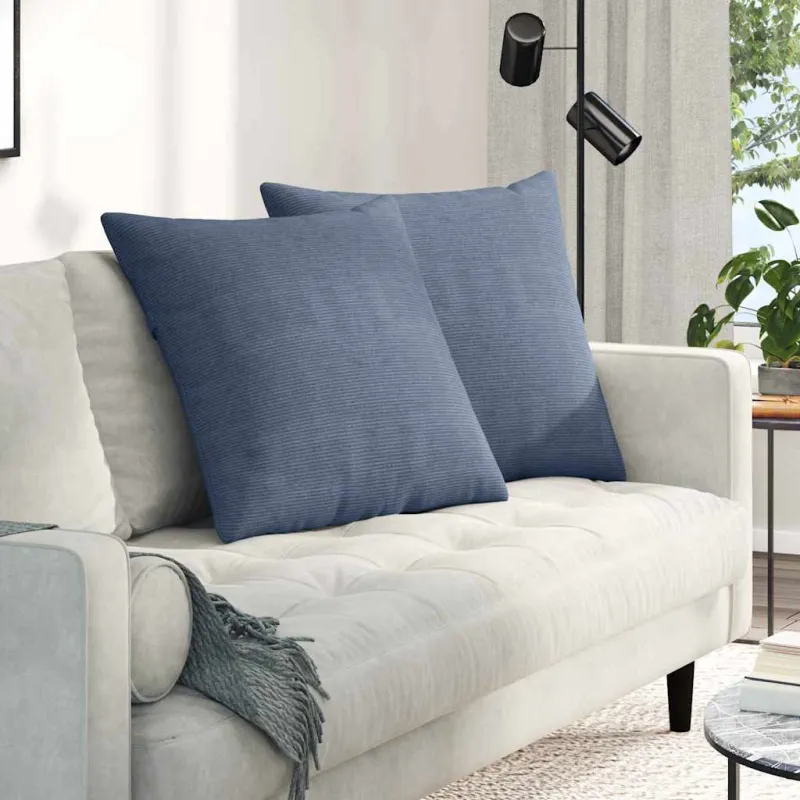 Sofa Pagalvės 2 pcs Mėlyna 60 x 60 cm Kordūrinis audinys