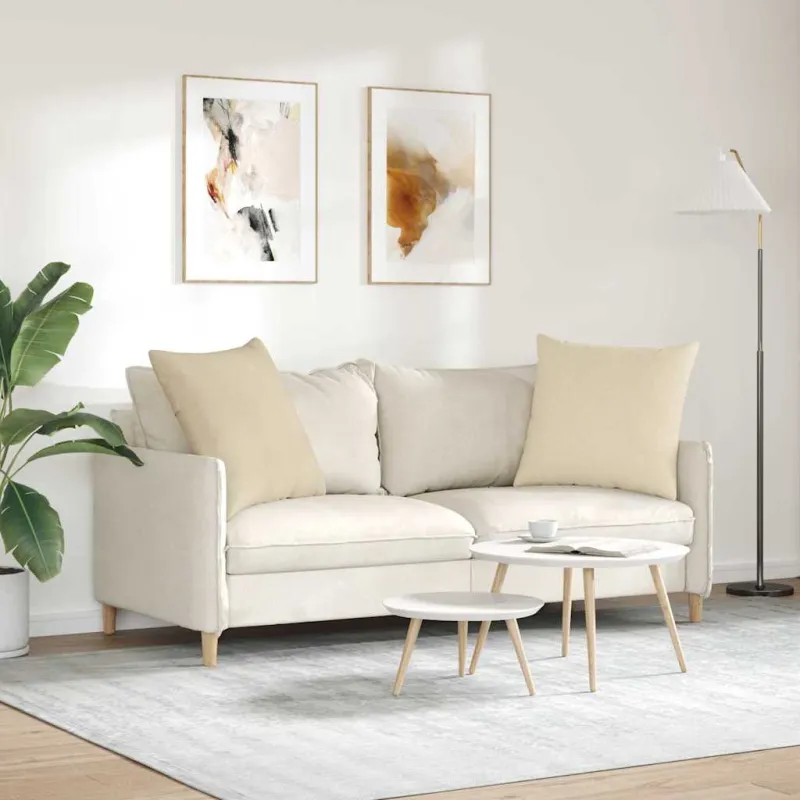 Sofa Pagalvės 2 pcs Kreminė 80 x 80 cm audinys