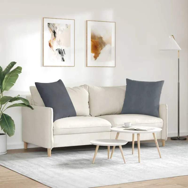 Sofa Pagalvės 2 pcs Tamsiai pilka 80 x 80 cm Kordūrinis audinys