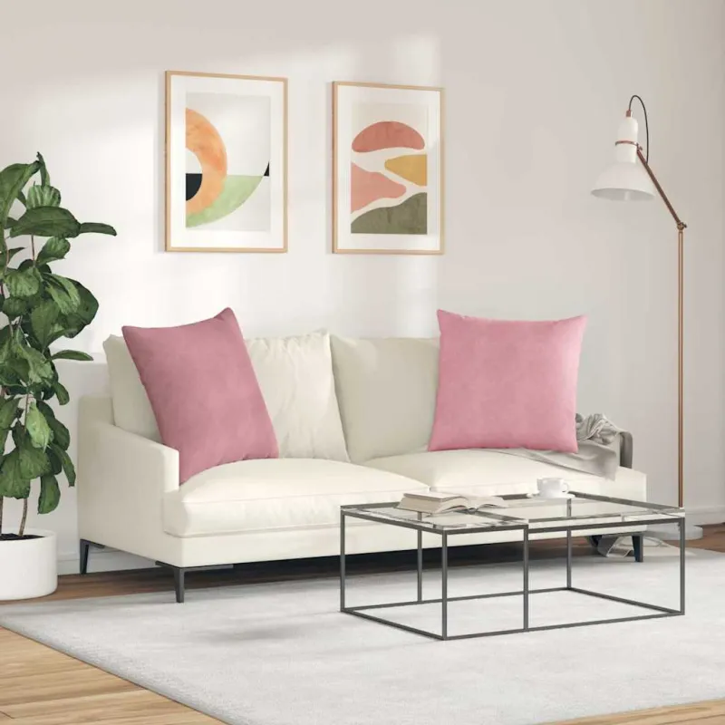 Sofa Pagalvės 2 pcs Rožinė 80 x 80 cm Kordūrinis audinys