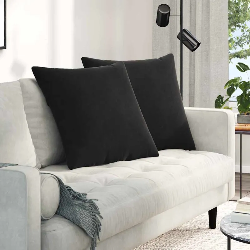 Sofa Pagalvės 2 pcs Juoda 80 x 80 cm Kordūrinis audinys