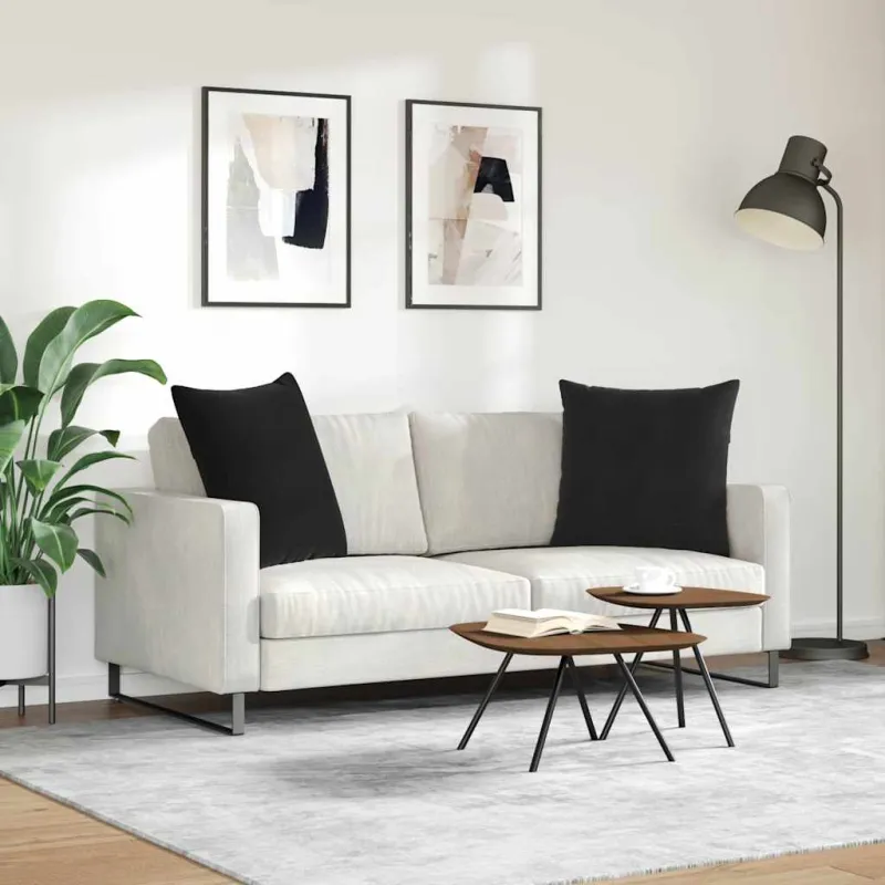 Sofa Pagalvės 2 pcs Juoda 80 x 80 cm Kordūrinis audinys