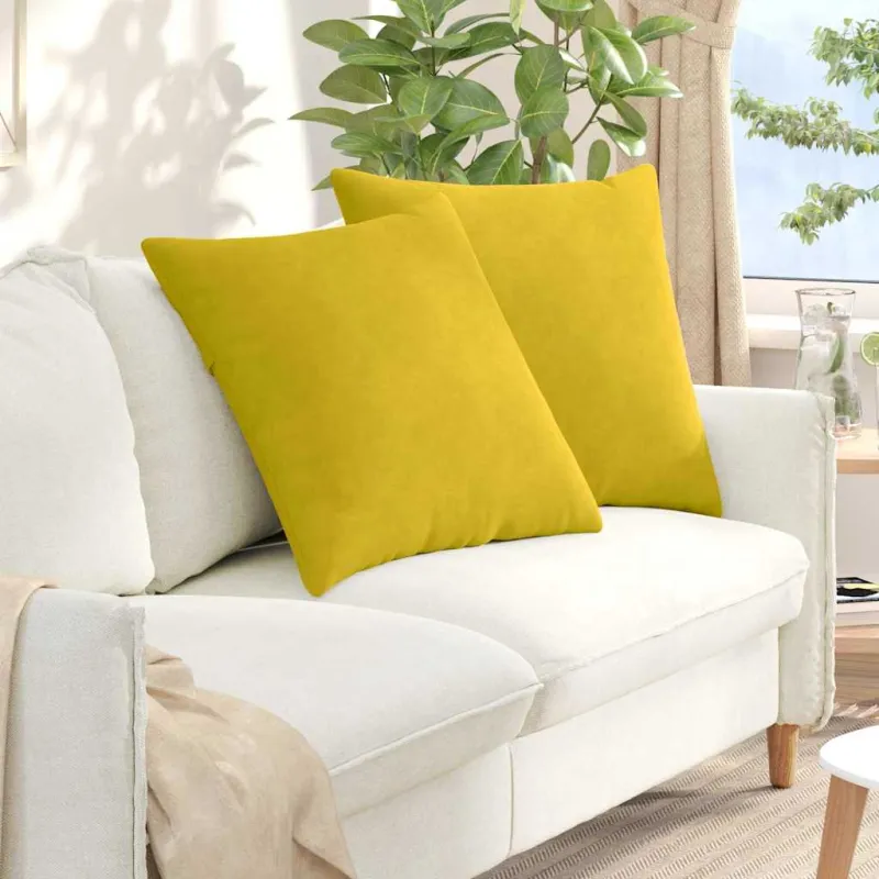 Sofa Pagalvės 2 pcs Geltona 80 x 80 cm Kordūrinis audinys
