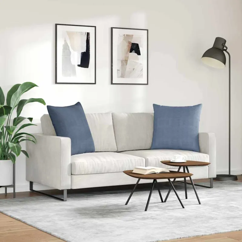 Sofa Pagalvės 2 pcs Mėlyna 80 x 80 cm Kordūrinis audinys