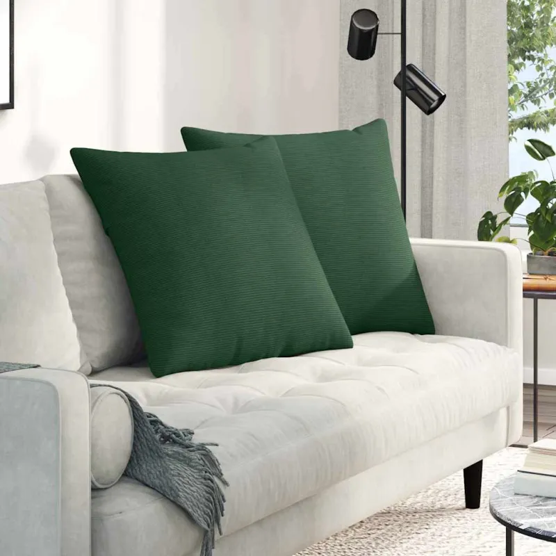 Sofa Pagalvės 2 pcs Tamsiai žalia 80 x 80 cm Kordūrinis audinys