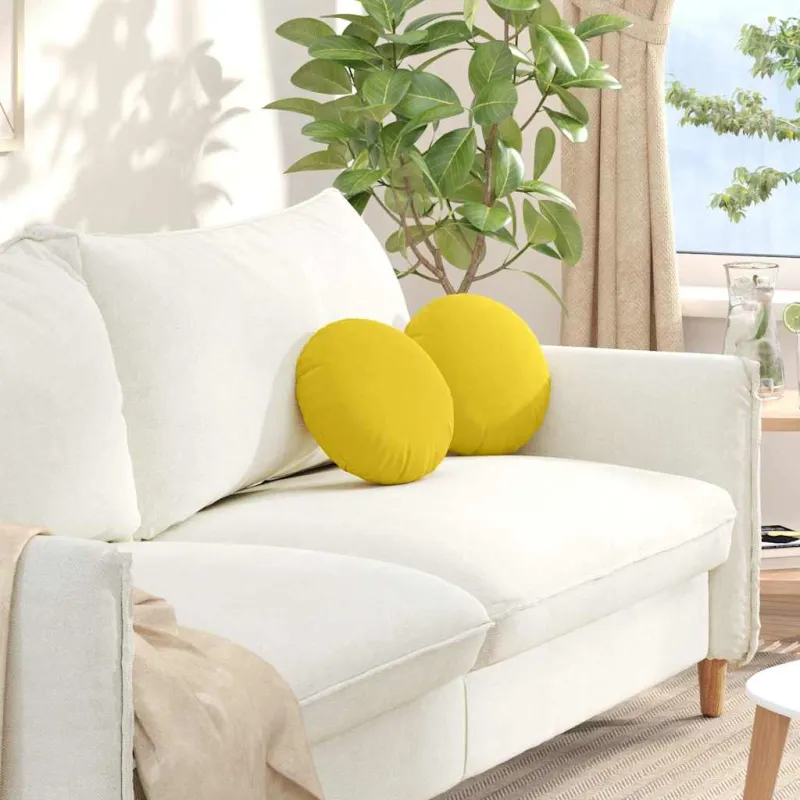 Sėdynių pagalvėlės 2 pcs Šviesi geltona Ø30 x 13 cm audinys