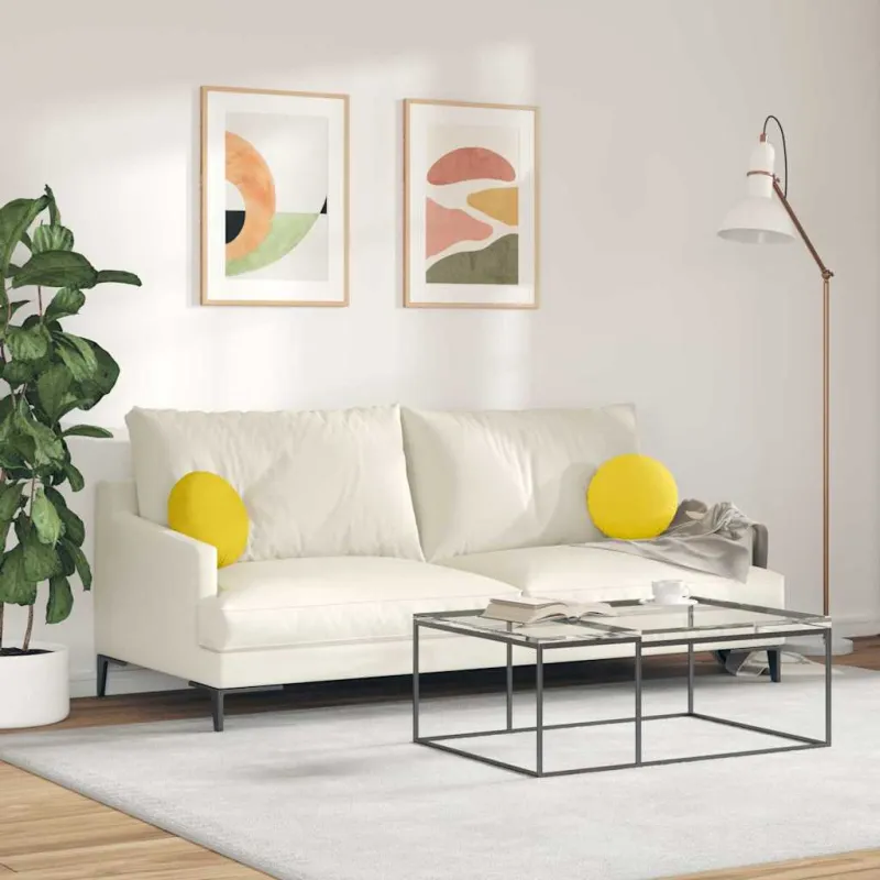 Sėdynių pagalvėlės 2 pcs Šviesi geltona Ø30 x 13 cm audinys