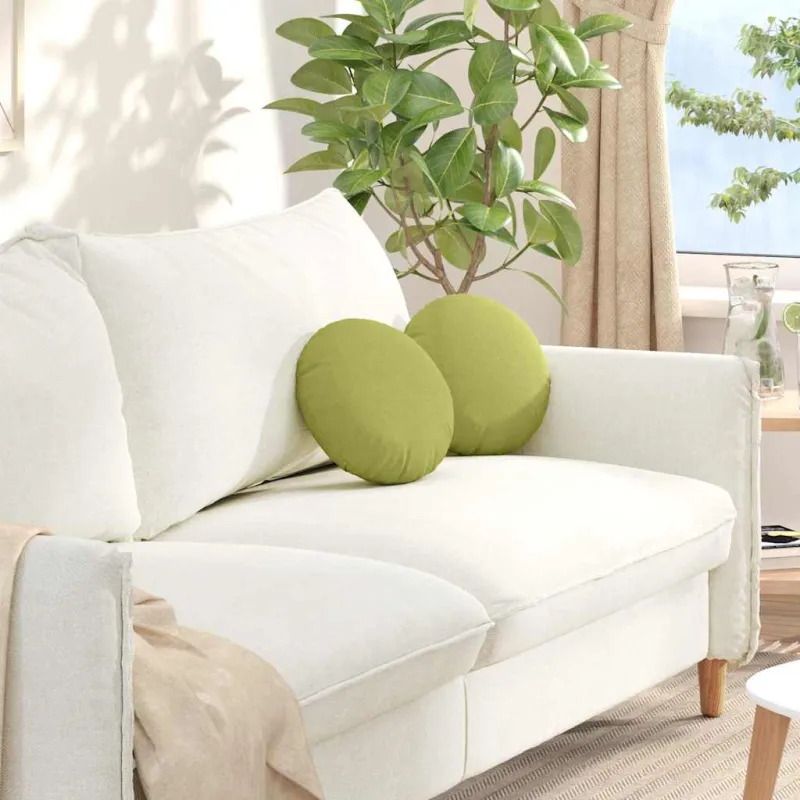 Sėdynių pagalvėlės 2 pcs Šviesiai žalia Ø30 x 13 cm audinys
