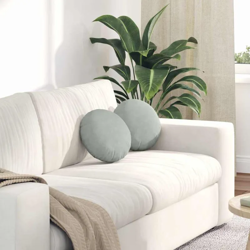 Sėdynių pagalvėlės 2 pcs Šviesiai pilka Ø30 x 13 cm Aksomas