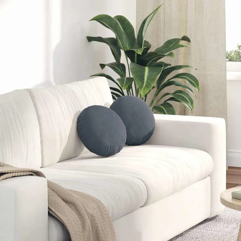 Sėdynių pagalvėlės 2 pcs Tamsiai pilka Ø30 x 13 cm Aksomas
