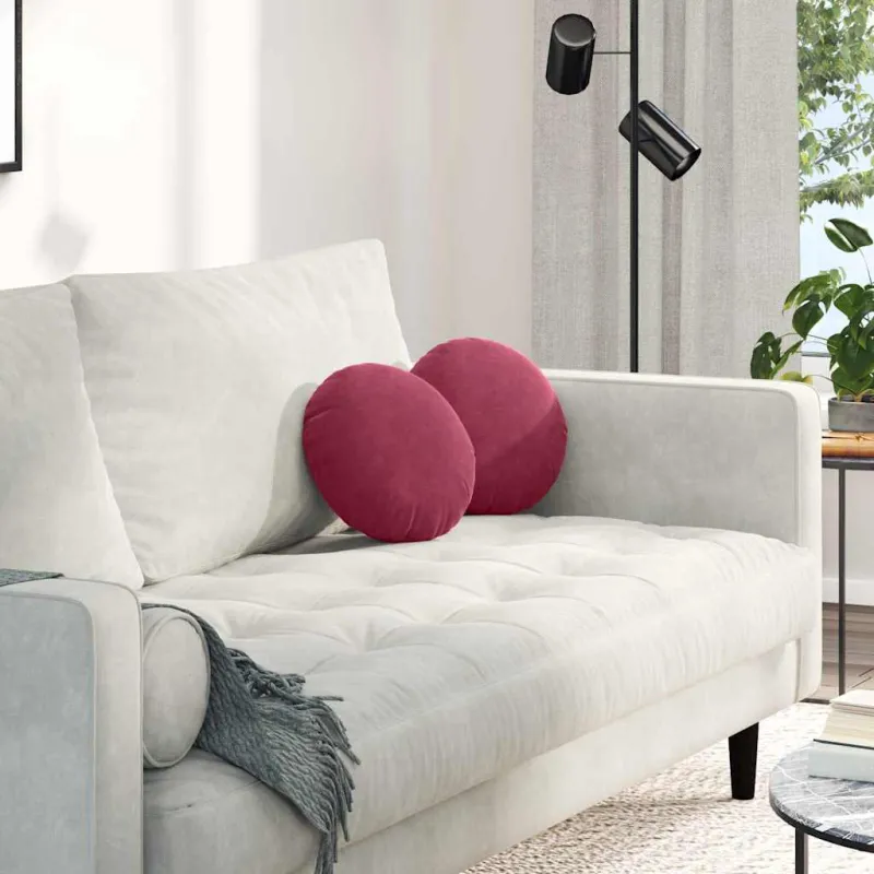 Sėdynių pagalvėlės 2 pcs Vyno raudona Ø30 x 13 cm Aksomas