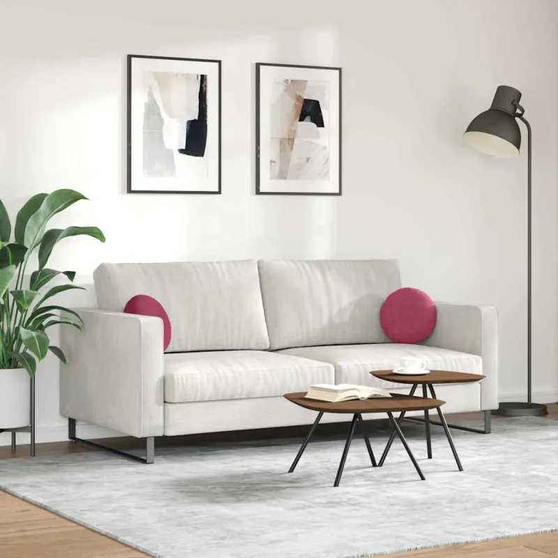 Sėdynių pagalvėlės 2 pcs Vyno raudona Ø30 x 13 cm Aksomas
