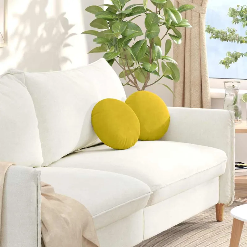 Sėdynių pagalvėlės 2 pcs Geltona Ø30 x 13 cm Aksomas