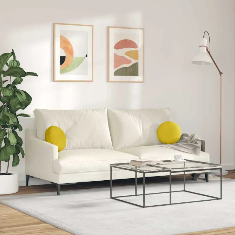 Sėdynių pagalvėlės 2 pcs Geltona Ø30 x 13 cm Aksomas