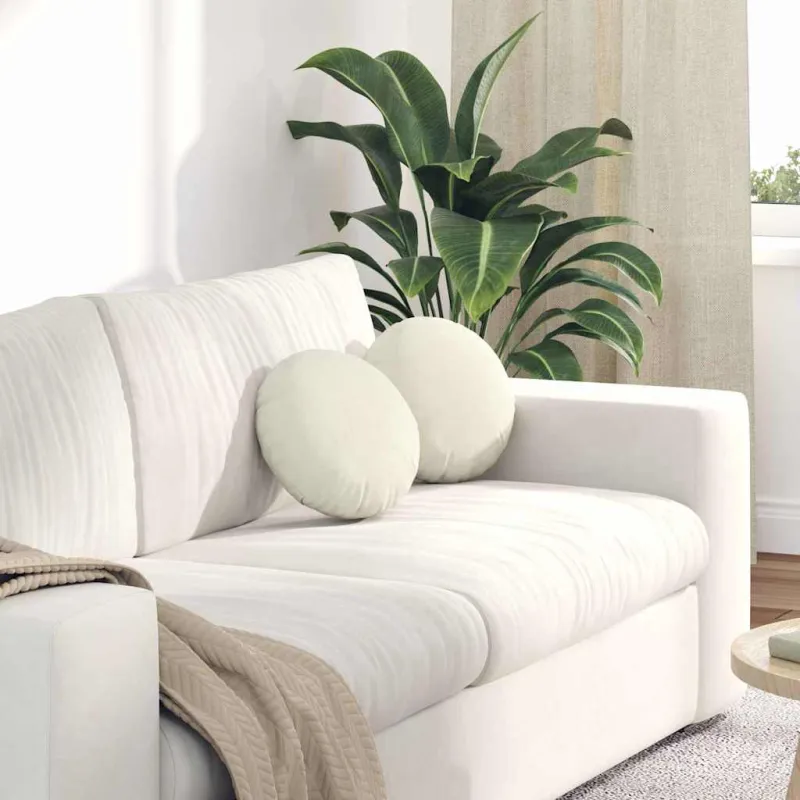 Sėdynių pagalvėlės 2 pcs Kreminė Ø30 x 13 cm Aksomas