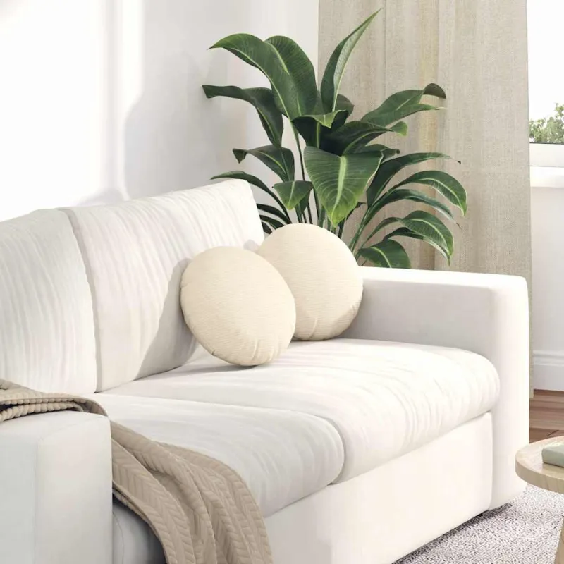 Sėdynių pagalvėlės 2 pcs Kreminė Ø30 x 13 cm Kordūrinis audinys