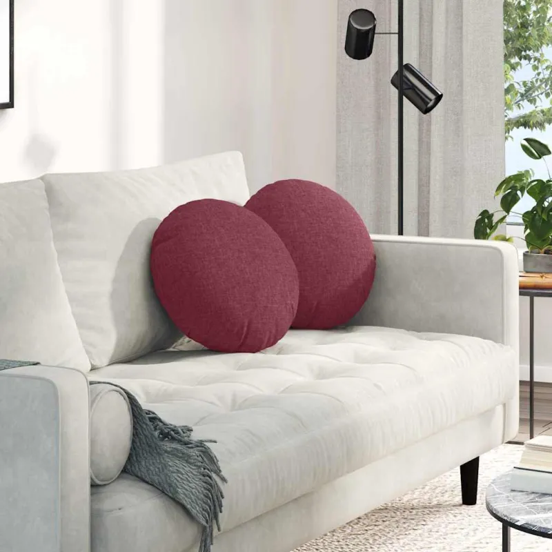 Sėdynių pagalvėlės 2 pcs Vyno raudona Ø40 x 13 cm audinys