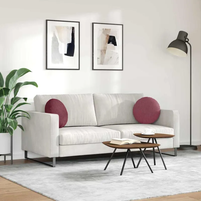 Sėdynių pagalvėlės 2 pcs Vyno raudona Ø40 x 13 cm audinys