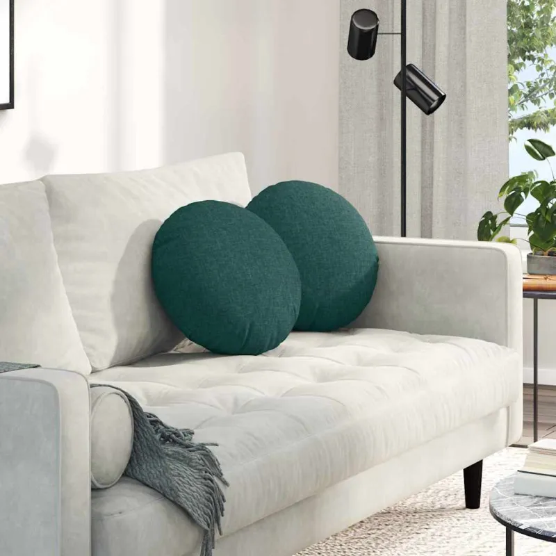 Sėdynių pagalvėlės 2 pcs Tamsiai žalia Ø40 x 13 cm audinys