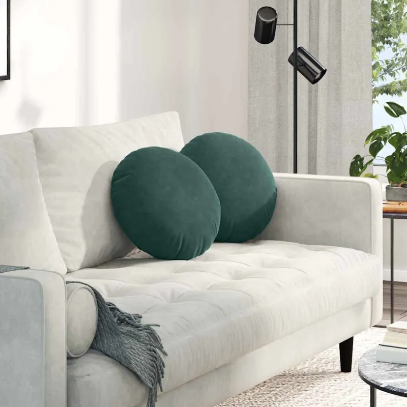 Sėdynių pagalvėlės 2 pcs Tamsiai žalia Ø 40 x 13 cm Aksomas