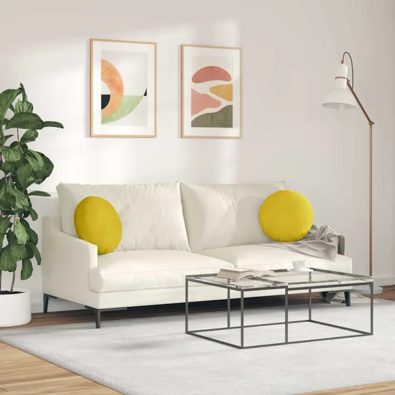Sėdynių pagalvėlės 2 pcs Geltona Ø 40 x 13 cm Aksomas