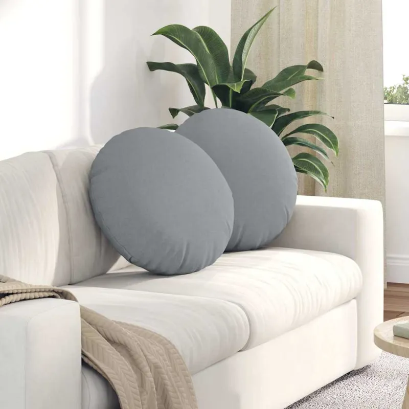 Sėdynių pagalvėlės 2 pcs Šviesiai pilka Ø50 x 19 cm audinys