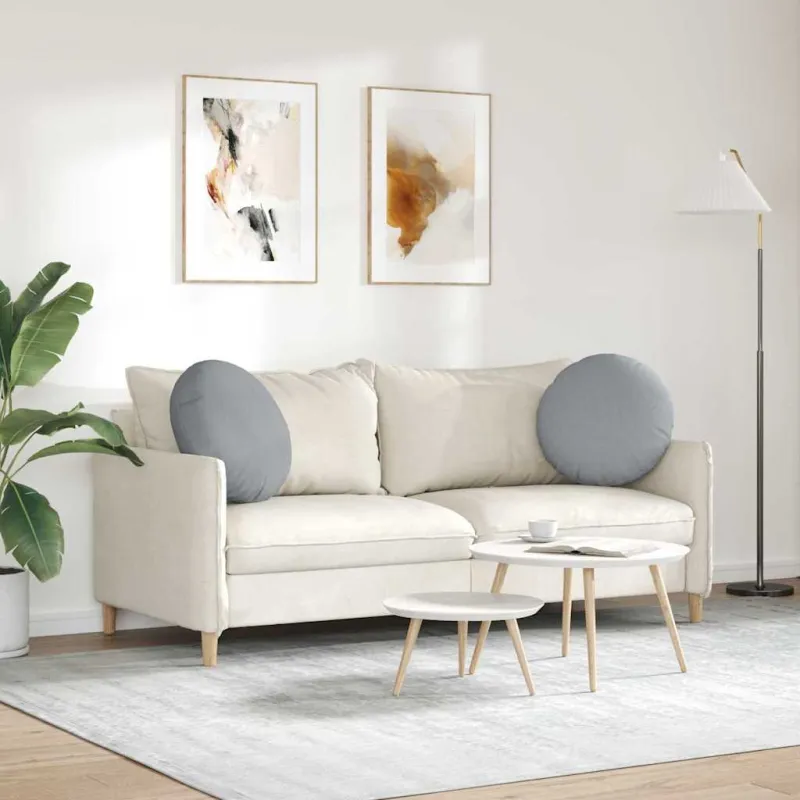 Sėdynių pagalvėlės 2 pcs Šviesiai pilka Ø50 x 19 cm audinys