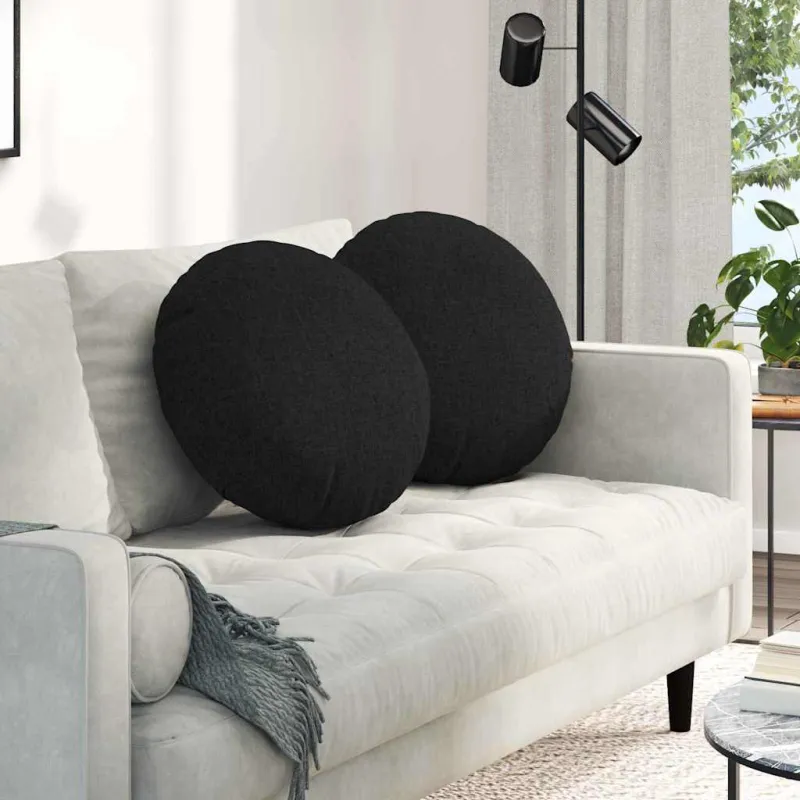 Sėdynių pagalvėlės 2 pcs Juoda Ø50 x 19 cm audinys