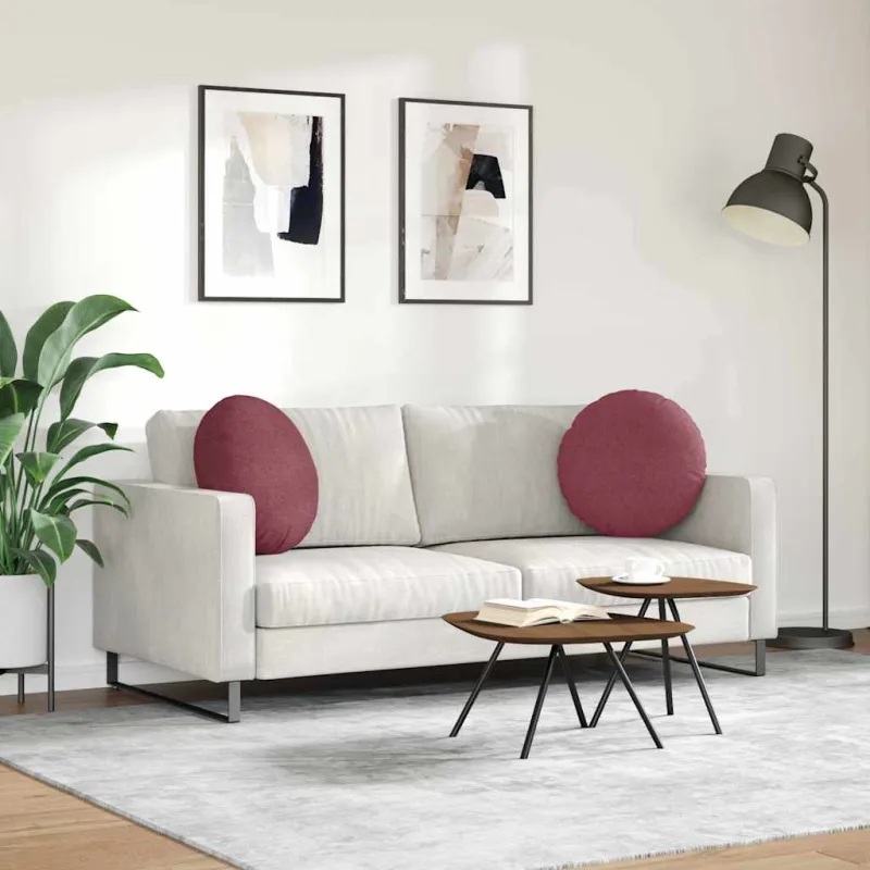 Sėdynių pagalvėlės 2 pcs Vyno raudona Ø50 x 19 cm audinys