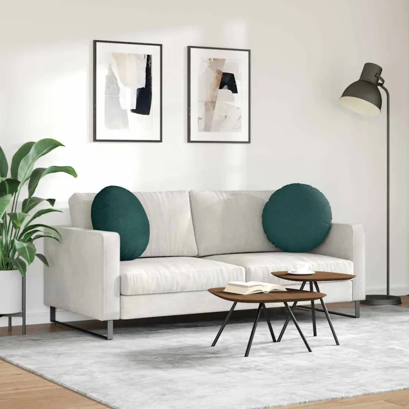 Sėdynių pagalvėlės 2 pcs Tamsiai žalia Ø50 x 19 cm audinys