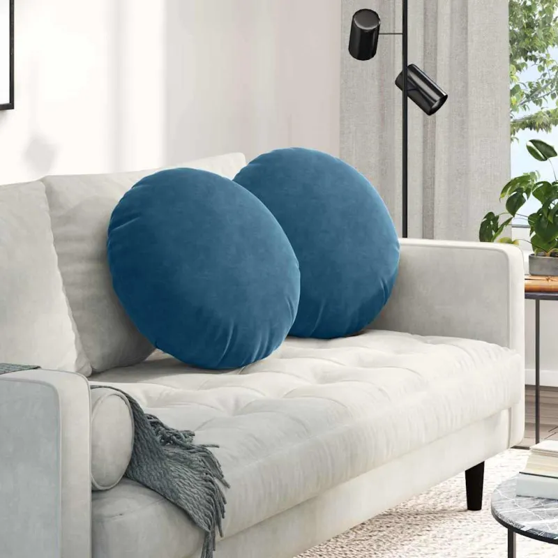Sėdynių pagalvėlės 2 pcs Mėlyna Ø50 x 19 cm Aksomas