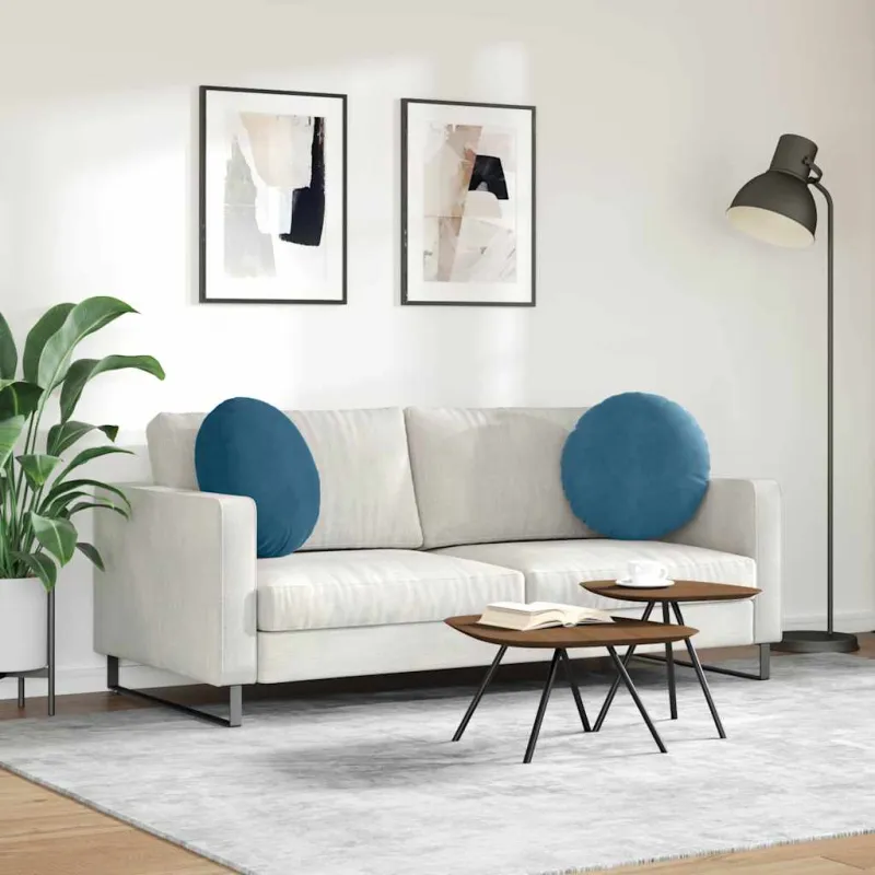 Sėdynių pagalvėlės 2 pcs Mėlyna Ø50 x 19 cm Aksomas
