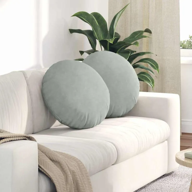 Sėdynių pagalvėlės 2 pcs Šviesiai pilka Ø50 x 19 cm Aksomas