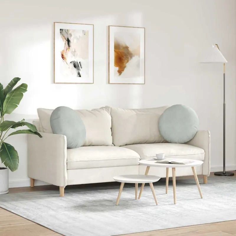 Sėdynių pagalvėlės 2 pcs Šviesiai pilka Ø50 x 19 cm Aksomas