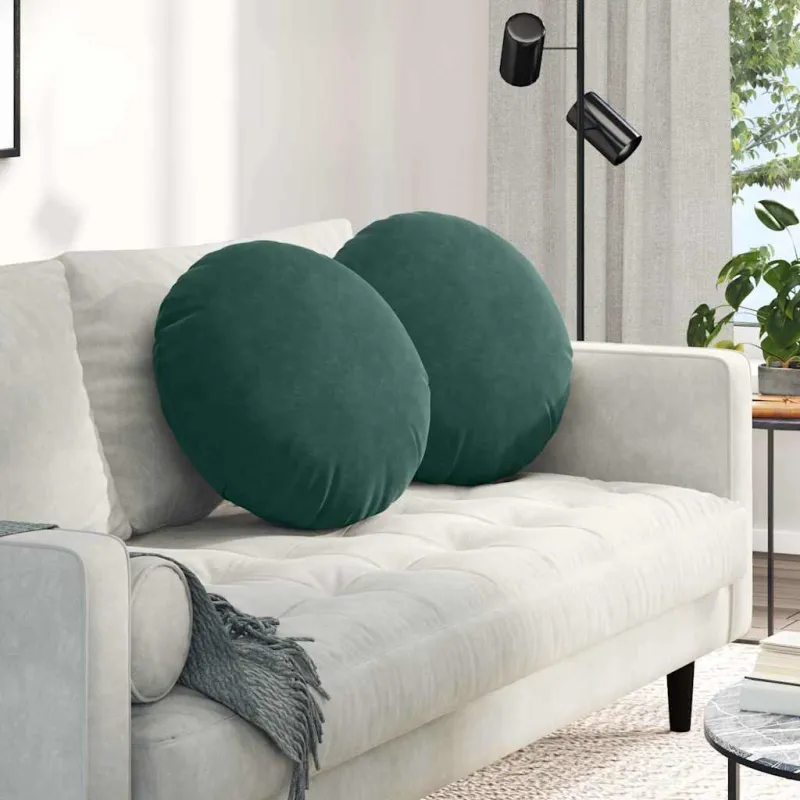 Sėdynių pagalvėlės 2 pcs Tamsiai žalia Ø50 x 19 cm Aksomas