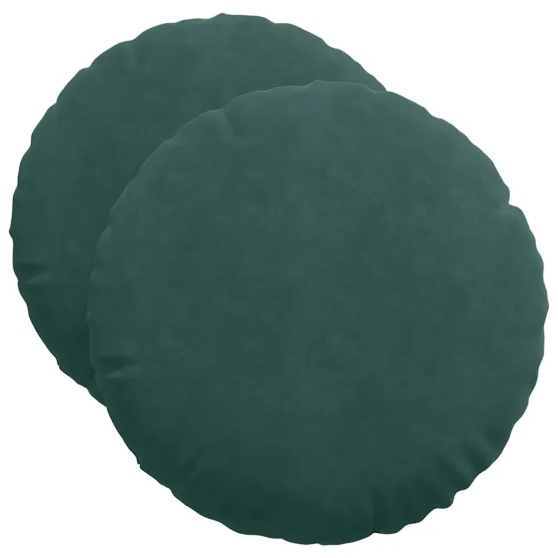 Sėdynių pagalvėlės 2 pcs Tamsiai žalia Ø50 x 19 cm Aksomas