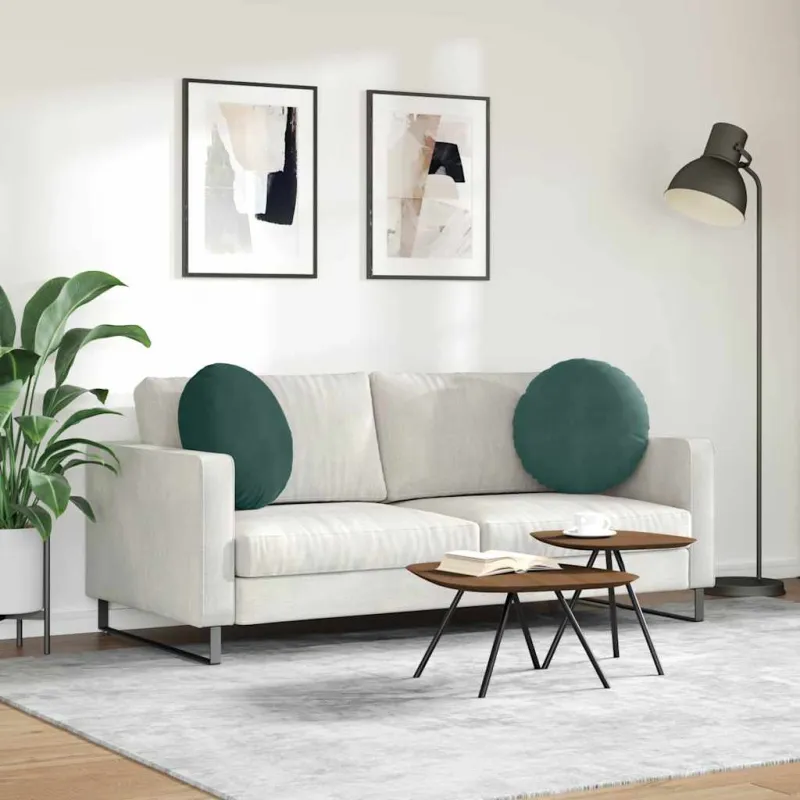 Sėdynių pagalvėlės 2 pcs Tamsiai žalia Ø50 x 19 cm Aksomas