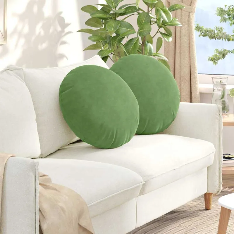 Sėdynių pagalvėlės 2 pcs Šviesiai žalia Ø50 x 19 cm Aksomas